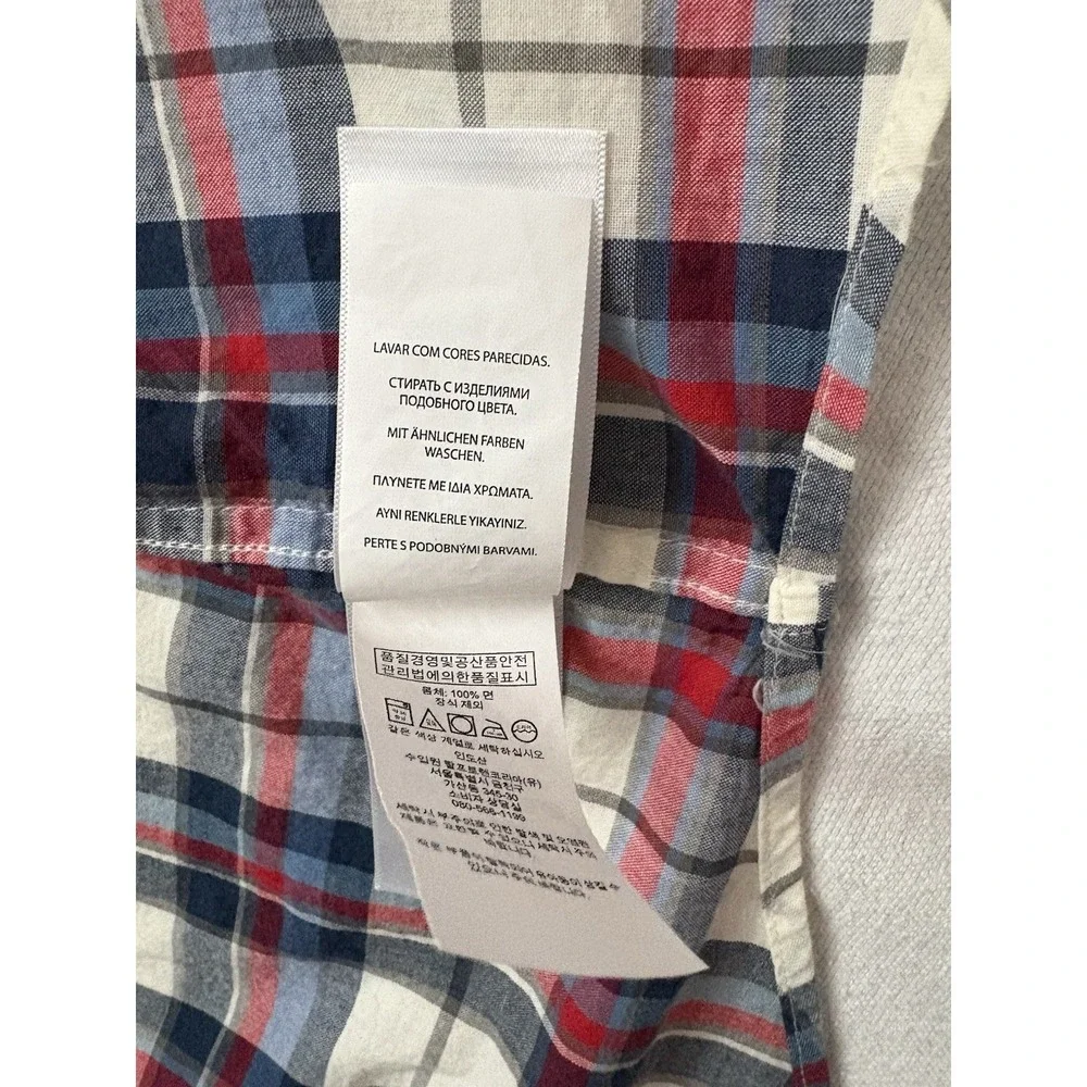 NEW Polo Ralph Lauren Boy's Button-Down Short Sleeve Shirt White Red Navy XLARGE - Picture 10 of 12